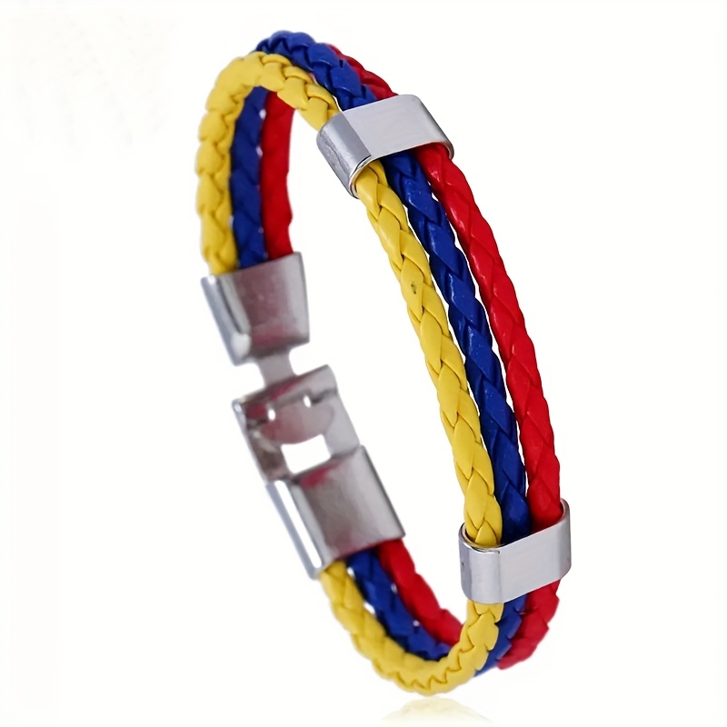Red/Green Braided Flag Bracelet with Buckle